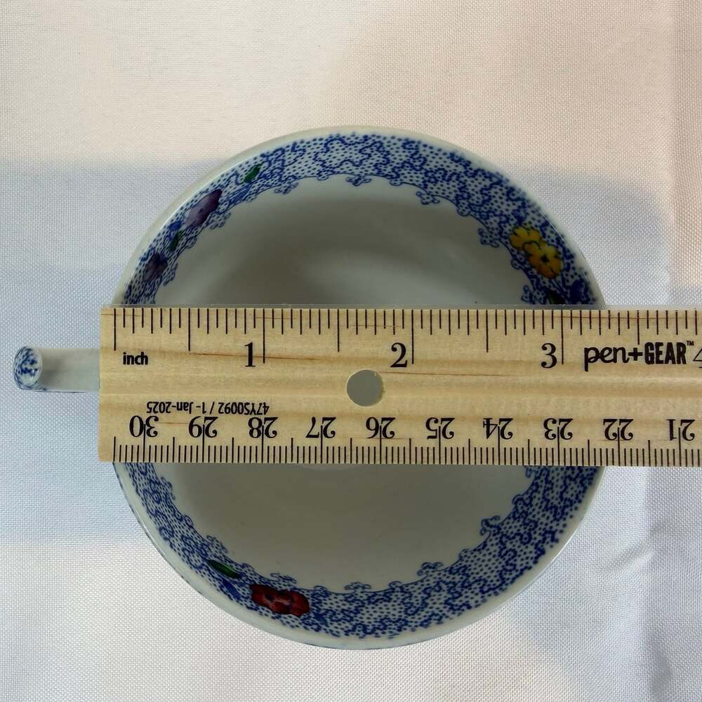 COPELAND SPODE WILD FLOWER FOOTED TEA CUP MULTICOLOR FLORAL ON BLUE *no Saucer - Picture 3 of 10